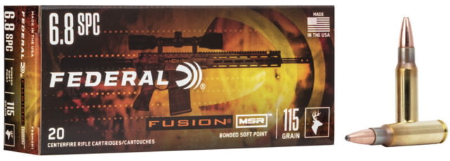 eral Fusion MSR 6.8mm SPC 115 Grain Soft Point Centerfire Rifle 20 Rounds Ammo
