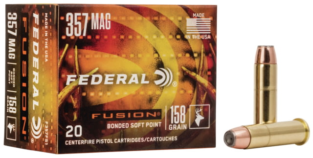 eral Fusion 357 Magnum 158 Grain Soft Point Brass Centerfire Pistol 20 Rounds Ammo