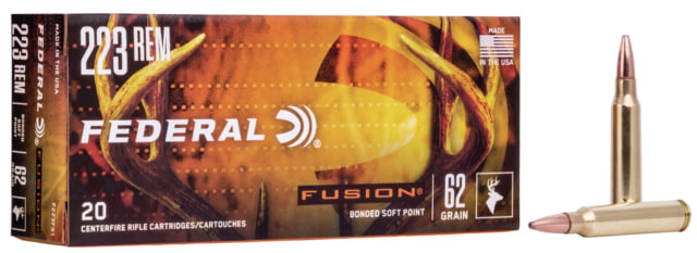Federal Fusion .223 62 Grain Soft Point Centerfire Rifle Ammo 20 Rounds