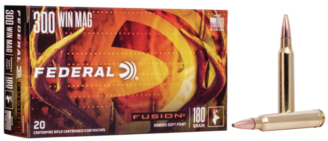 Federal Fusion .300 Winchester Magnum 180 Grain Soft Point Centerfire Rifle Ammo 20 Rounds eral Fusion .300 Winchester Magnum 180 Grain Soft Point Centerfire Rifle 20 Rounds Ammo