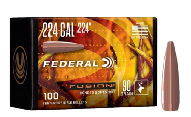 Federal Fusion Component Bullet .224 90 Grain Soft Point Rifle Bullet 100 - Federal