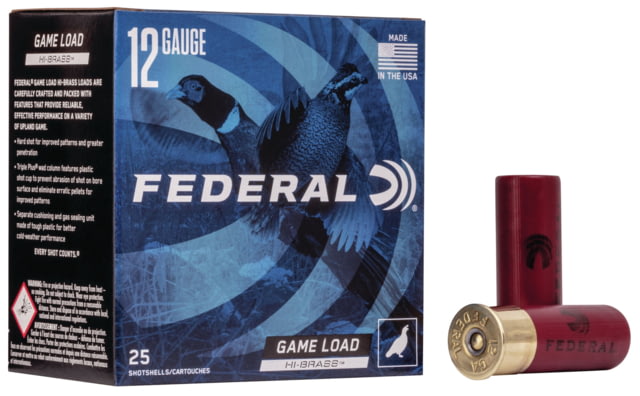 Federal Premium Game Load Upland Hi-Brass 12 Gauge 1 1/4oz Centerfire Shotgun Ammo 6 Shot 25 Rounds H126 eral Premium Game Load Upland Hi-Brass 12 Gauge 1 1/4oz Centerfire Shotgun 6 Shot 25 Rounds H126 Ammo