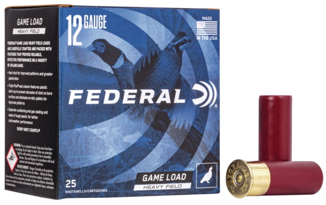 Federal Premium Game Shok Upland Heavy Field 12 Gauge 1 1/4oz 2 3/4in Shotgun Ammo 4 Shot 25 Rounds H125