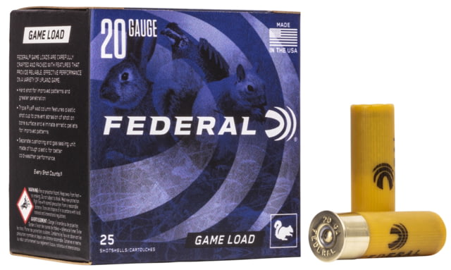 Federal Premium Game Load Upland 20 Gauge 7/8oz 2 3/4in Shotgun Ammo 7.5 Shot 25 Rounds H200 7.5 eral Premium Game Load Upland 20 Gauge 7/8oz 2 3/4in Shotgun 7.5 Shot 25 Rounds H200 7.5 Ammo
