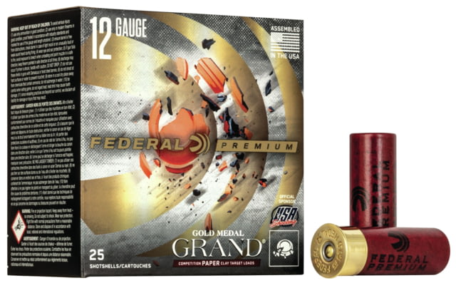 Federal Premium Gold Medal Grand Paper 12 Gauge 1 1/8oz 2 3/4in Shotgun Ammo 1235 FPS 7.5 Shot 25 Rounds GMT171 7.5 eral Premium Gold Medal Grand Paper 12 Gauge 1 1/8oz 2 3/4in Shotgun 1235 FPS 7.5 Shot 25 Rounds GMT171 7.5 Ammo