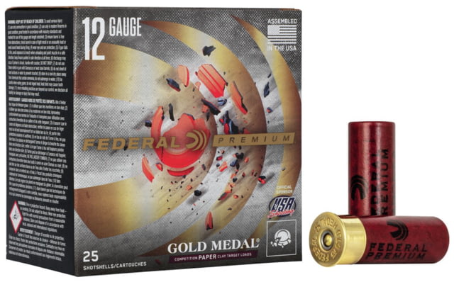 Federal Premium Gold Medal Paper 12 Gauge 1oz 2-3/4in Shot Size Shotgun Ammo 8 Shot 25 Rounds GMT111 eral Premium Gold Medal Paper 12 Gauge 1oz 2-3/4in Shot Size Shotgun 8 Shot 25 Rounds GMT111 Ammo