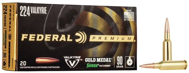 eral Premium SIERRA MATCHKinG BTHP .224 Valkyrie 90 Grain Sierra MatchKing Boat Tail Hollow Point Centerfire Rifle 20 Rounds Ammo