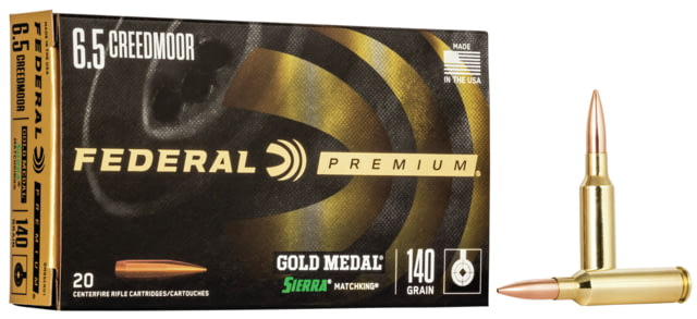 eral Premium Gold Medal SMKK 6.5 Creedmoor 140 Grain Boat Tail Hollow Point Centerfire Rifle 20 Rounds Ammo