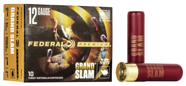 Federal Premium Grand Slam 12 Gauge 2oz 3 1/2'' Shotgun Ammo 4 Shot 10 Rounds PFCX139F