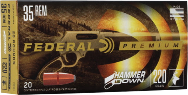 Federal Premium HammerDown .35 220 Grain Bonded Hollow Point Brass Centerfire Rifle Ammo 20 Rounds