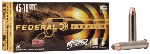 eral Premium HammerDown Rifle 45-70 Government 300 Grain Bonded Soft Point Nickel-Plated Cased Centerfire Rifle 20 Rounds Ammo