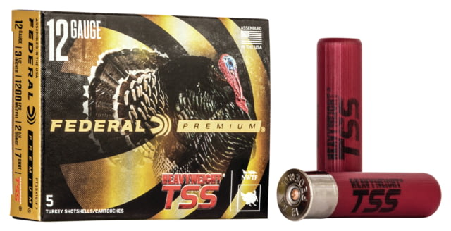 Federal Premium Heavyweight TSS 12 Gauge 2 1/4oz 3 1/2in Shotgun Ammo 7 Shot 5 Rounds PTSSX191F eral Premium Heavyweight TSS 12 Gauge 2 1/4oz 3 1/2in Shotgun 7 Shot 5 Rounds PTSSX191F Ammo