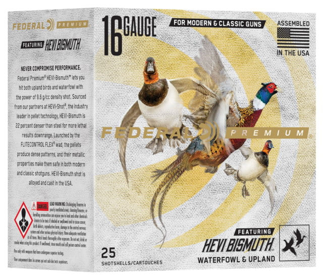 eral Premium HEVI-Bismuth 16 Gauge 1 1/8oz 2 3/4in Shotgun 5 Shot 25 Rounds PHBX163 Ammo