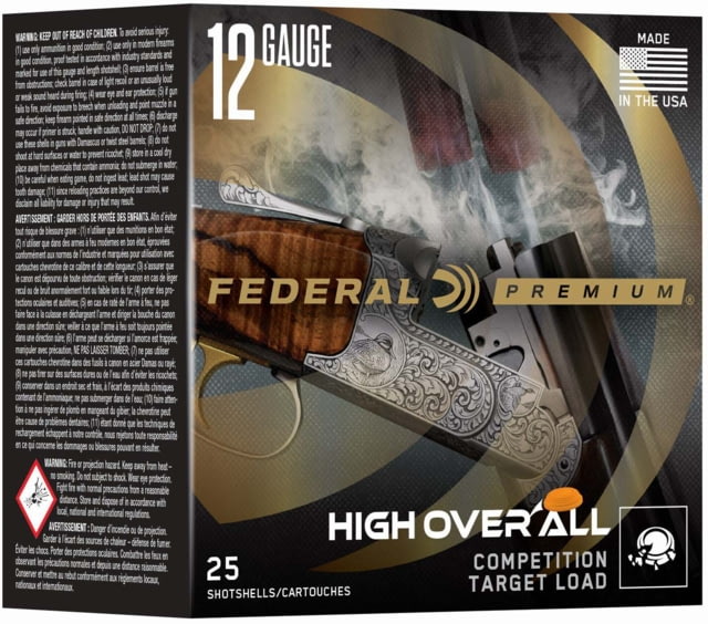 eral Premium High Over All 12 Gauge 24 Gr 2 3/4in 1335 FPS 9 Centerfire Shotgun 25 Rounds Ammo