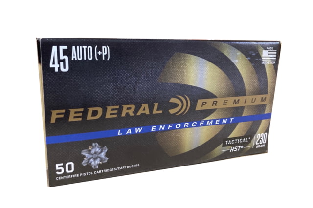Federal Premium HST .45ACP+P 230 Grain JHP Brass Cased Centerfire Pistol Ammo - Federal