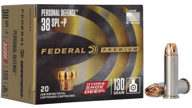 eral Premium Hydra-Shok Deep .38 Special P 130 Grain Hydra-Shok Deep Hollow Point Nickel Plated Brass Cased Centerfire Pistol 20 Rounds Ammo