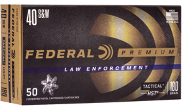 Federal Premium Personal Defense HST 40 S&W 180 Grain Jacketed Hollow Point Centerfire Pistol Ammo 50 Rounds - Federal