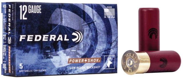 eral Premium Power Shok Low Recoil 12 Gauge 9 Pellets 2 3/4in Buckshot Shotgun 00 Buck Shot 5 Rounds H132 00 Ammo