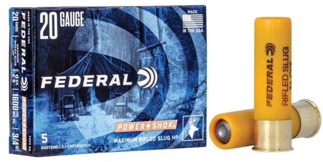 eral Premium Power Shok 20 Gauge 3/4 Oz Power Shok Rifled Slug Centerfire Shotgun 250 Round Ammo