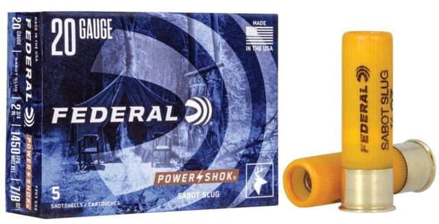 eral Premium Power Shok 20 Gauge 7/8 Oz Power Shok Sabot Slug Centerfire Shotgun 250 Round Ammo