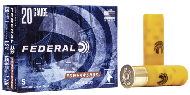 eral Premium Power Shok 20 Gauge 7/8oz Power Shok Sabot Slug Centerfire Shotgun Rifled Slug Shot 5 Rounds F203 SS2 Ammo