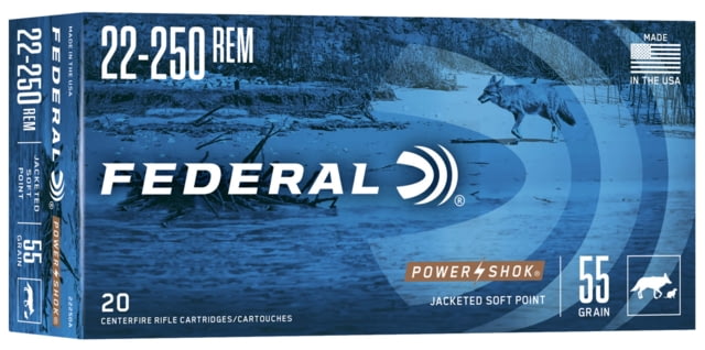 Federal Premium Power-Shok . 55 Grain Jacketed Soft Point Centerfire Rifle Ammo 20 Rounds