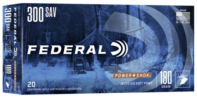 Federal Premium Power-Shok .300 Savage 180 Grain Jacketed Soft Point Centerfire Rifle Ammo 20 Rounds eral Premium Power-Shok .300 Savage 180 Grain Jacketed Soft Point Centerfire Rifle 20 Rounds Ammo