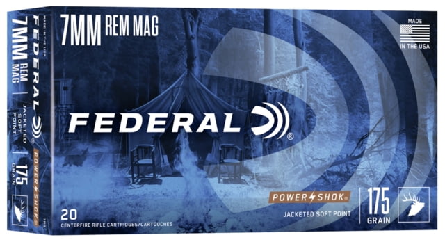 Federal Premium Power-Shok 7mm Magnum 175 Grain Jacketed Soft Point Centerfire Rifle Ammo 20 Rounds