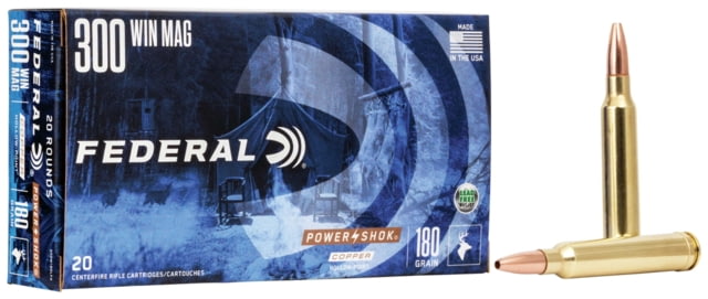 Federal Premium Power-Shok Copper .300 Winchester Magnum 180 Grain Copper Hollow Point Centerfire Rifle Ammo 20 Rounds eral Premium Power-Shok Copper .300 Winchester Magnum 180 Grain Copper Hollow Point Centerfire Rifle 20 Rounds Ammo