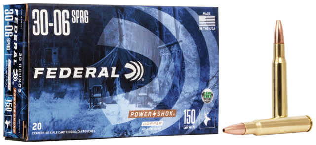 eral Premium Power-Shok Copper .30-06 Springfield 150 Grain Copper Hollow Point Centerfire Rifle 20 Rounds Ammo