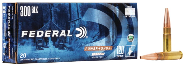 eral Premium Power-Shok Copper .300 AAC Blackout 120 Grain Copper Hollow Point Centerfire Rifle 20 Rounds Ammo