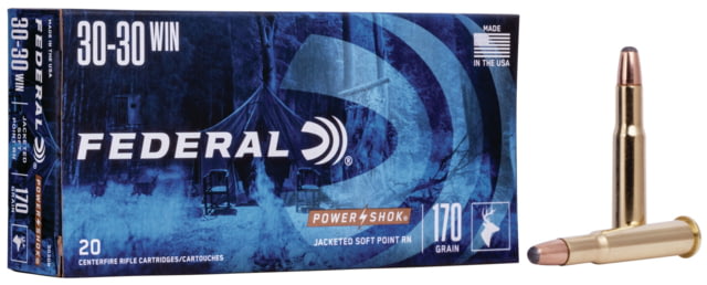 Federal Premium Power-Shok . Winchester 170 Grain Jacketed Soft Point Centerfire Rifle Ammo 20 Rounds