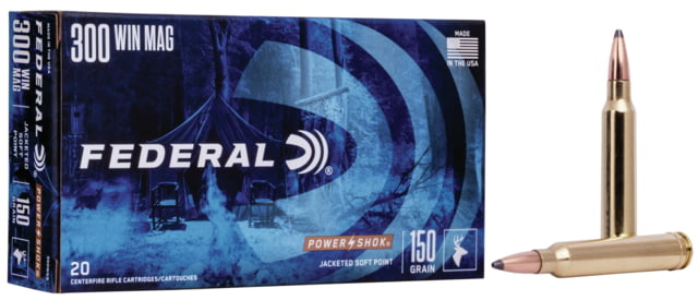 Federal Premium Power-Shok .300 Winchester Magnum 150 Grain Jacketed Soft Point Centerfire Rifle Ammo 20 Rounds eral Premium Power-Shok .300 Winchester Magnum 150 Grain Jacketed Soft Point Centerfire Rifle 20 Rounds Ammo