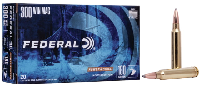 eral Premium Power-Shok .300 Winchester Magnum 180 Grain Jacketed Soft Point Centerfire Rifle 20 Rounds Ammo