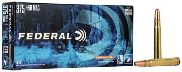eral Premium Power-Shok .375 H&H Magnum 270 Grain Jacketed Soft Point Centerfire Rifle 20 Rounds Ammo