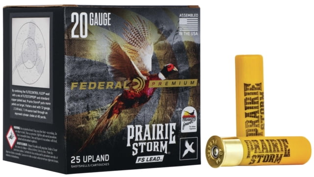 eral Premium Prairie Storm 20 Gauge #6 Shot 1oz 3in Centerfire Shotgun 25 Rounds PFX258FS Ammo