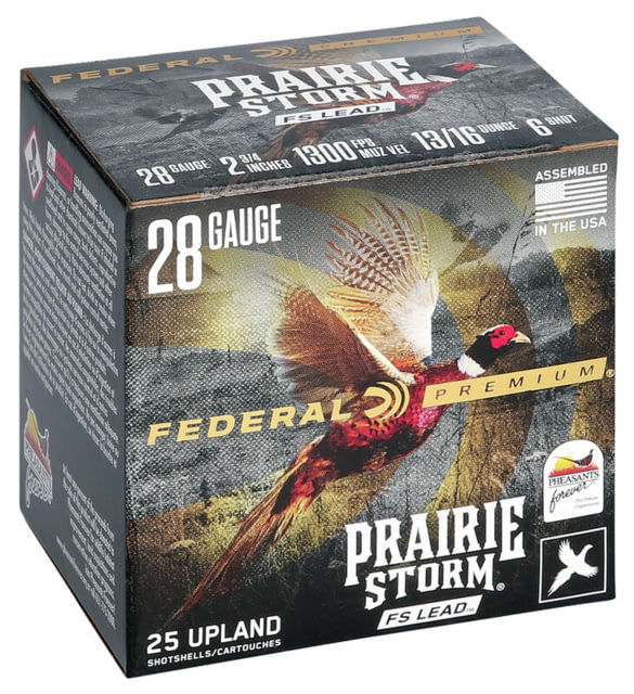 eral Premium Prairie Storm 28 Gauge 13/16oz Prairie Storm FS Lead Centerfire Shotgun 6 Shot 25 Rounds PFX289FS Ammo