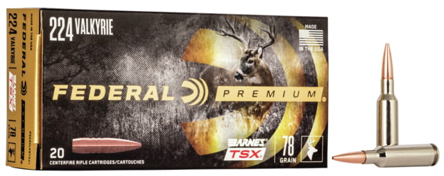 eral Premium BARNES TSX .224 Valkyrie 78 Grain Barnes Triple-Shock X Centerfire Rifle 20 Rounds Ammo
