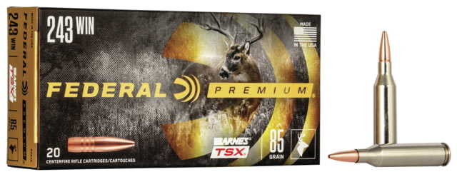Federal Premium BARNES TSX .243 Winchester 85 Grain Barnes Triple-Shock X Centerfire Rifle Ammo 20 Rounds eral Premium BARNES TSX .243 Winchester 85 Grain Barnes Triple-Shock X Centerfire Rifle 20 Rounds Ammo