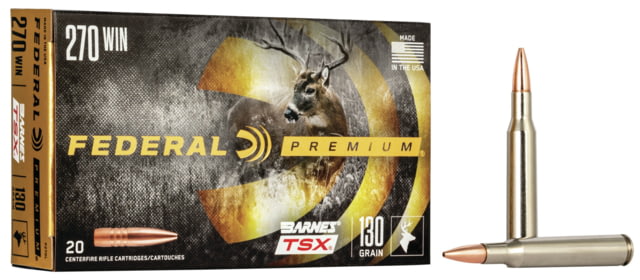 Federal Premium BARNES TSX .270 Winchester 130 Grain Barnes Triple-Shock X Centerfire Rifle Ammo 20 Rounds eral Premium BARNES TSX .270 Winchester 130 Grain Barnes Triple-Shock X Centerfire Rifle 20 Rounds Ammo