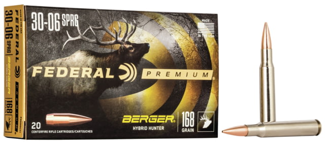 Federal Premium Berger Hybrid Hunter Springfield 168 Grain Berger Hybrid Centerfire Rifle Ammo 20 Rounds