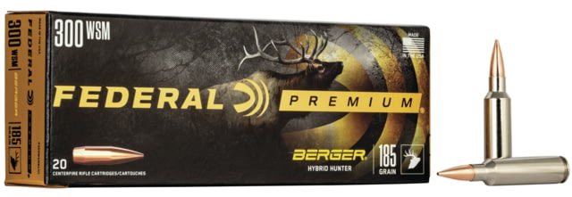 Federal Premium BERGER HYBRID HUNTER .300 Winchester Short Magnum 185 Grain Berger Hybrid Centerfire Rifle Ammo 20 Rounds