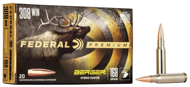 eral Premium BERGER HYBRID HUNTER .308 Winchester 168 Grain Berger Hybrid Centerfire Rifle 20 Rounds Ammo