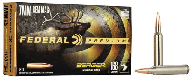 eral Premium Hunter 7mm Rem Magnum 168 Grain Berger Hybrid Centerfire Rifle 20 Rounds Ammo