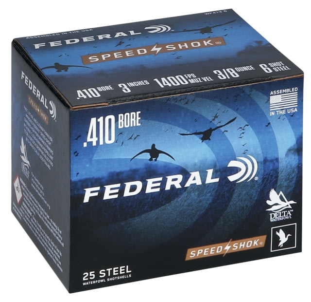 Federal Premium Speed Shok 410 Bore 3/8 oz Speed Shok Centerfire Shotgun Ammo 6 Shot 25 Rounds WF413 - Federal