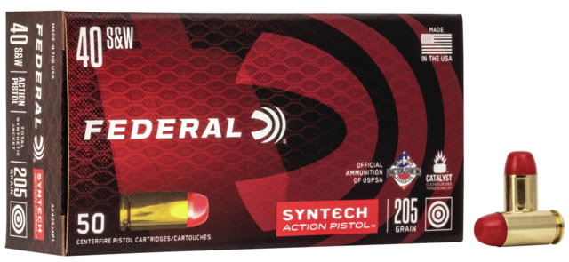 eral Premium Syntech Action Pistol 40 S&W 205 Grain Syntech Jacket Flat Nose Centerfire Pistol 50 Rounds Ammo