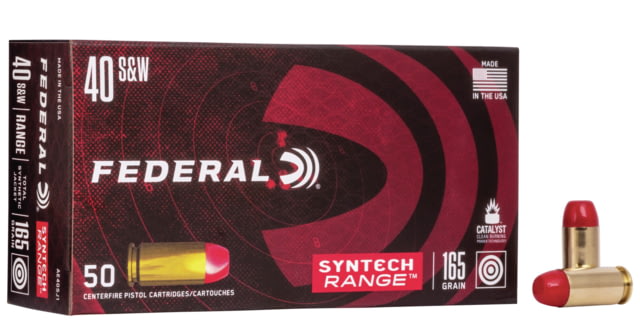 eral Premium Syntech Range 40 S&W165 Grain Syntech Jacket Flat Nose Centerfire Pistol 50 Rounds Ammo