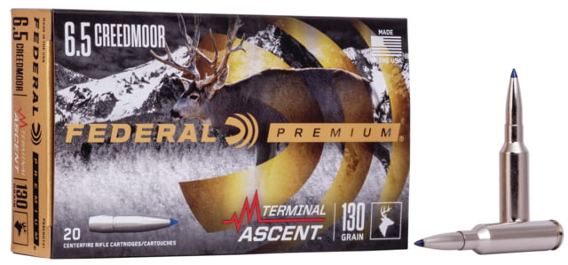 Federal Premium TERMinAL ASCENT 6.5 Creedmoor 130 Grain Terminal Ascent Centerfire Rifle Ammo 20 Rounds eral Premium TERMinAL ASCENT 6.5 Creedmoor 130 Grain Terminal Ascent Centerfire Rifle 20 Rounds Ammo
