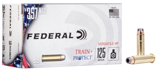 eral Premium Train & Protect 357 Magnum 125 Grain Versatile Hollow Point Brass Cased Centerfire Pistol 50 Rounds Ammo