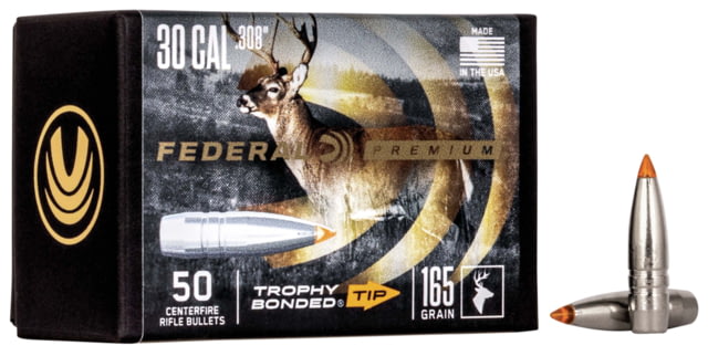 Federal .308 Rifle Bullet 165 Grain Trophy Bonded Tip 50 Bullets